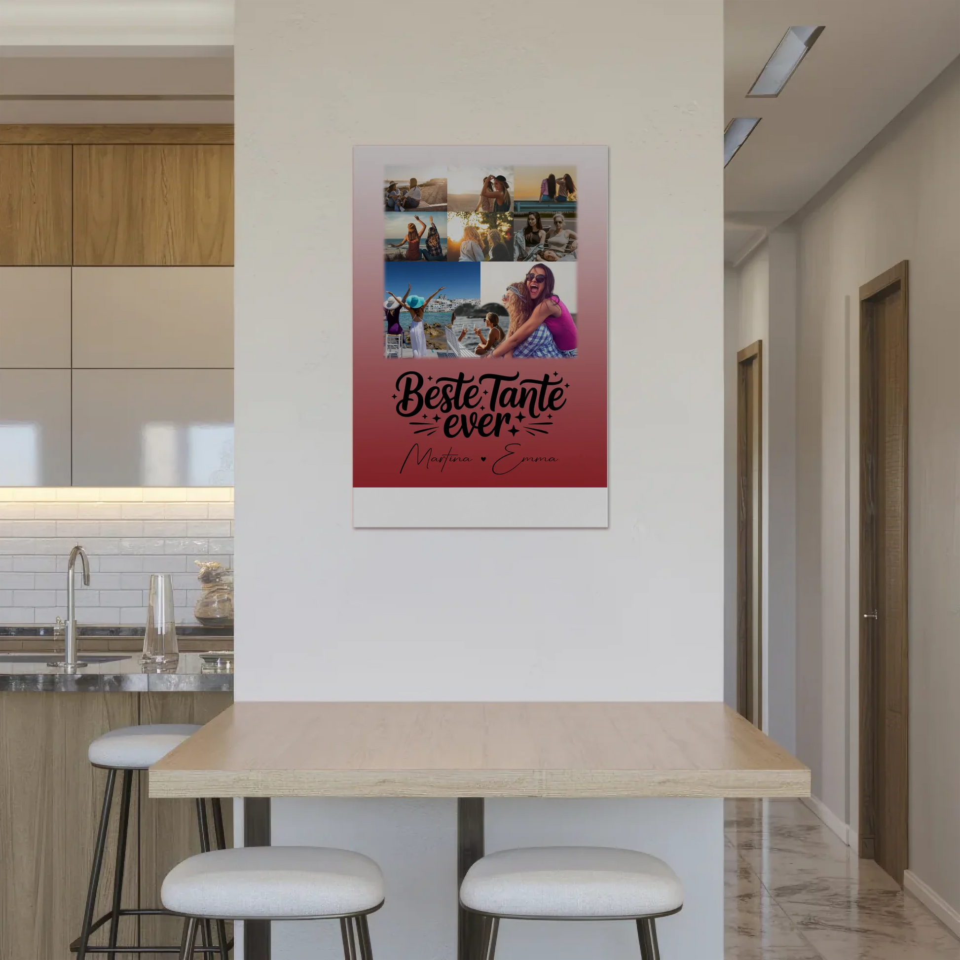 Personalisierter Fotoboard Poster Magnetisch mit 8 Fotos und 1 Herz Foto Beste Tante Ever 2