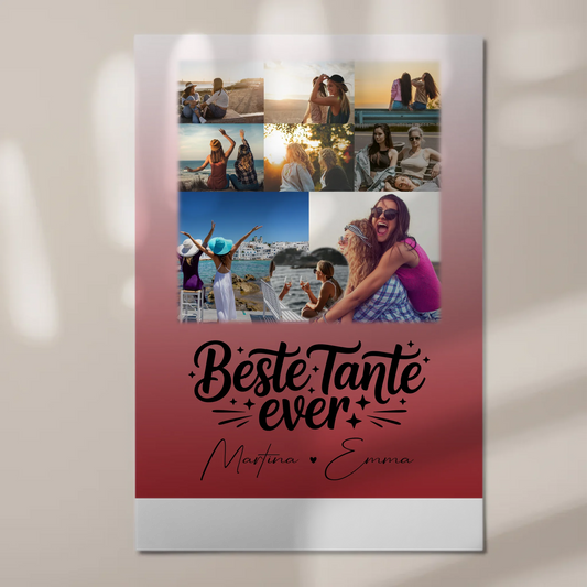 Personalisierter Fotoboard Poster Magnetisch mit 8 Fotos und 1 Herz Foto Beste Tante Ever 1
