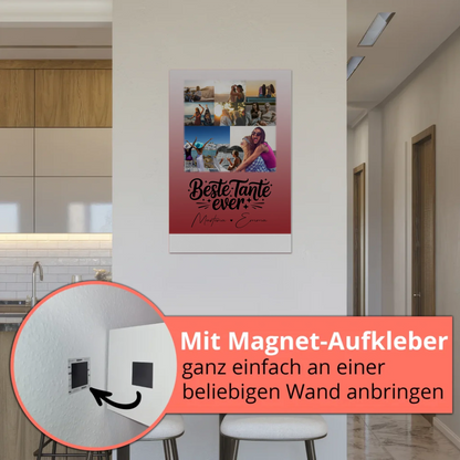 Personalisierter Fotoboard Poster Magnetisch mit 8 Fotos und 1 Herz Foto Beste Tante Ever