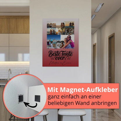 Personalisierter Fotoboard Poster Magnetisch mit 8 Fotos und 1 Herz Foto Beste Tante Ever