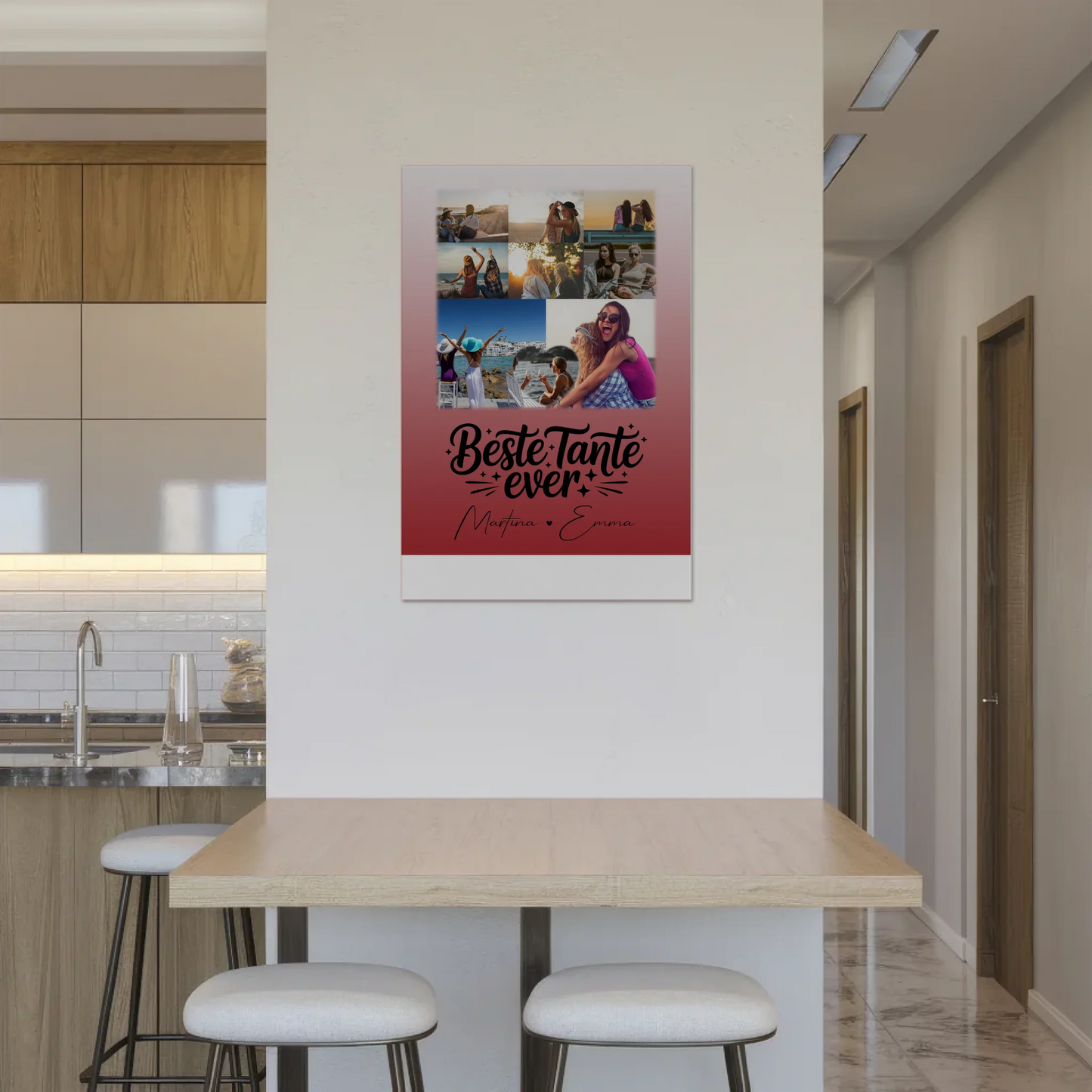 Personalisierter Fotoboard Poster Magnetisch mit 8 Fotos und 1 Herz Foto Beste Tante Ever