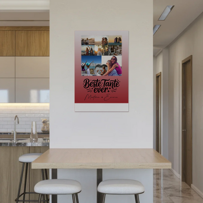 Personalisierter Fotoboard Poster Magnetisch mit 8 Fotos und 1 Herz Foto Beste Tante Ever