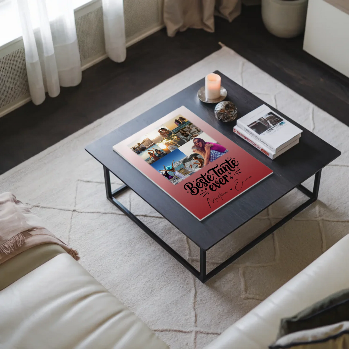 Personalisierter Fotoboard Poster Magnetisch mit 8 Fotos und 1 Herz Foto Beste Tante Ever