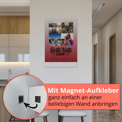 Personalisierter Fotoboard Poster Magnetisch mit 8 Fotos und 1 Herz Foto Beste Tante Ever