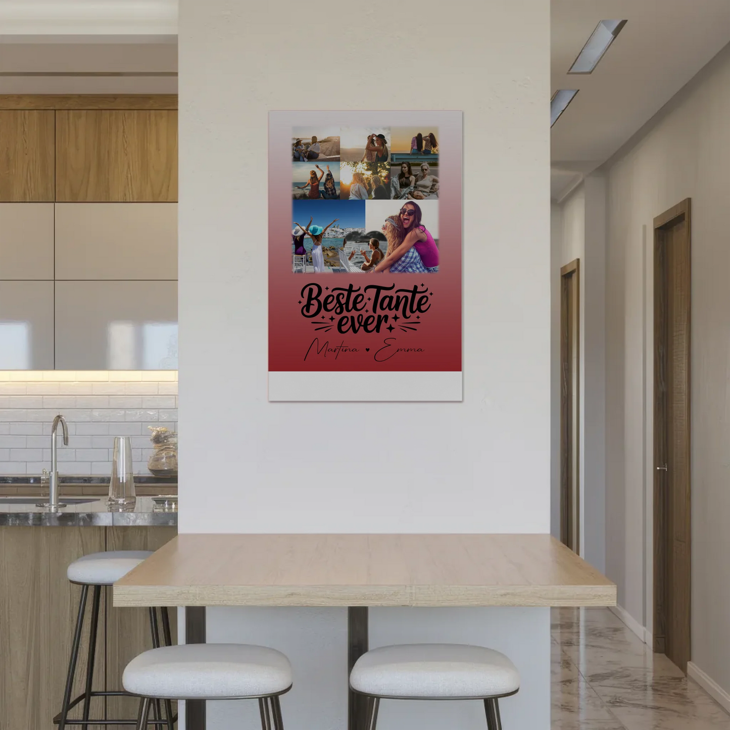 Personalisierter Fotoboard Poster Magnetisch mit 8 Fotos und 1 Herz Foto Beste Tante Ever