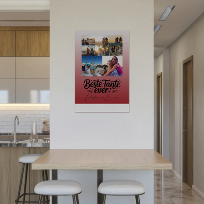 Personalisierter Fotoboard Poster Magnetisch mit 8 Fotos und 1 Herz Foto Beste Tante Ever
