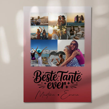 Personalisierter Fotoboard Poster Magnetisch mit 8 Fotos und 1 Herz Foto Beste Tante Ever