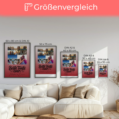 Personalisiertes Foto Collage Poster Erstellen mit 8 Fotos und Herz Motiv Beste Tante Ever