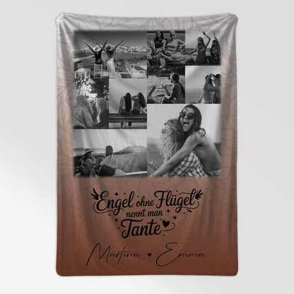 Personalisierte Namensdecke mit 9 Fotos Bruder ist ein Engel Schwarz-Weiß Geschenk für Familie 7