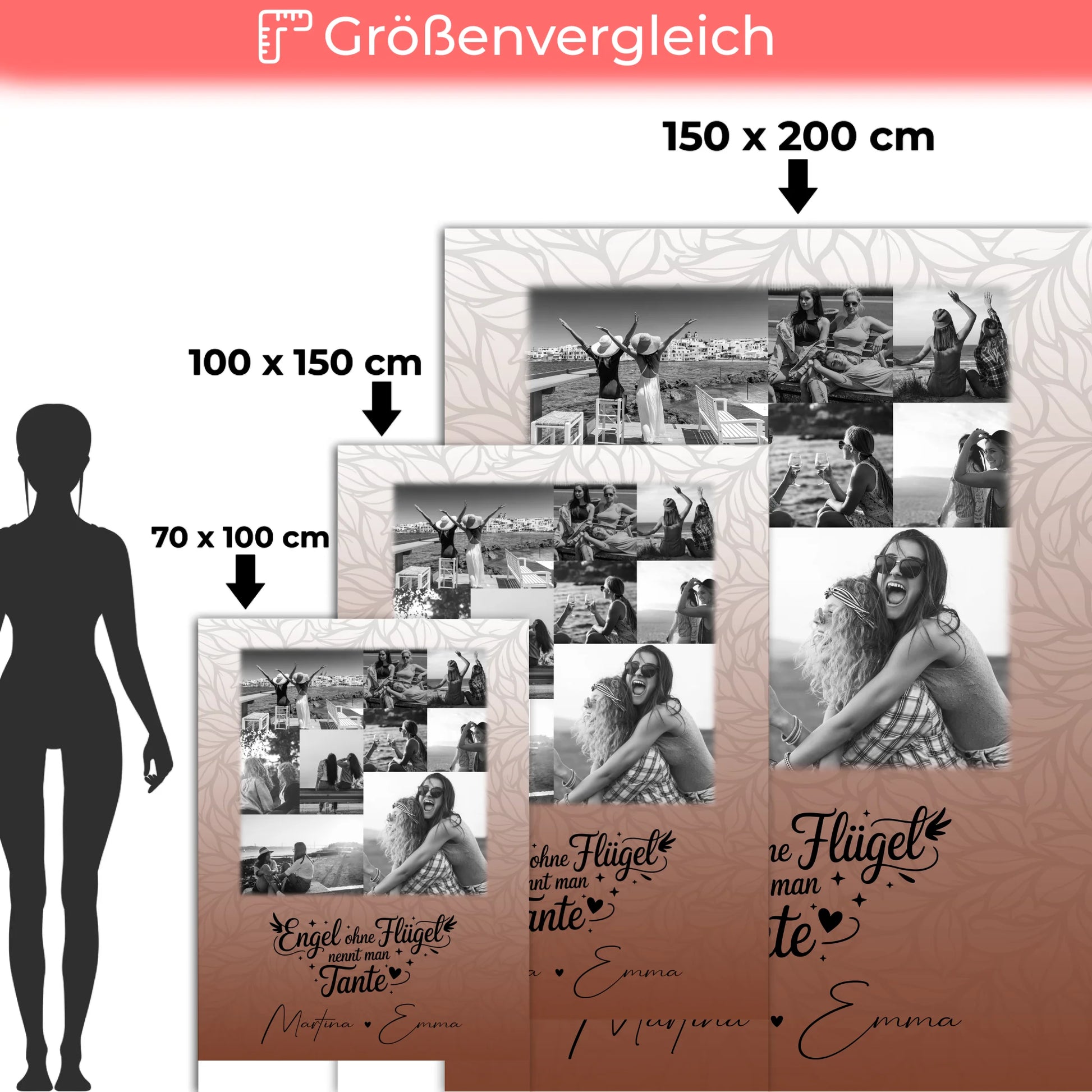 Personalisierte Namensdecke mit 9 Fotos Bruder ist ein Engel Schwarz-Weiß Geschenk für Familie 5