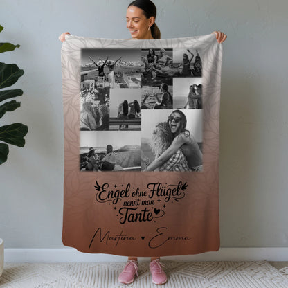 Personalisierte Namensdecke mit 9 Fotos Bruder ist ein Engel Schwarz-Weiß Geschenk für Familie 1