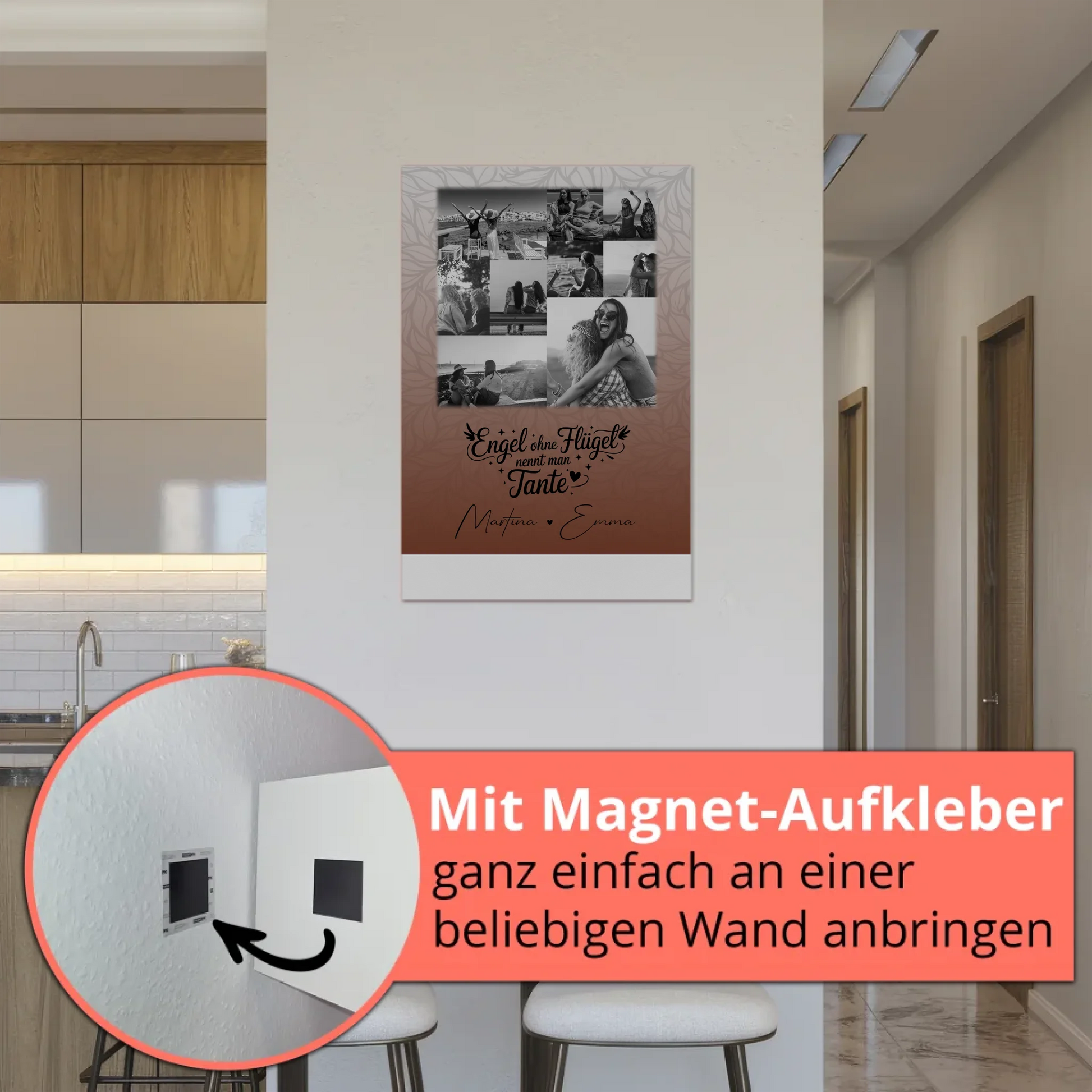 Personalisierte Fotoboard Magnet Poster mit 9 Fotos Bruder ist ein Engel Schwarz-Weiß Geschenk 5