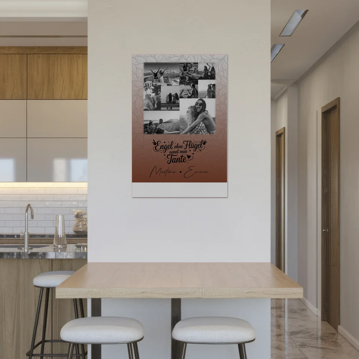 Personalisierte Fotoboard Magnet Poster mit 9 Fotos Bruder ist ein Engel Schwarz-Weiß Geschenk