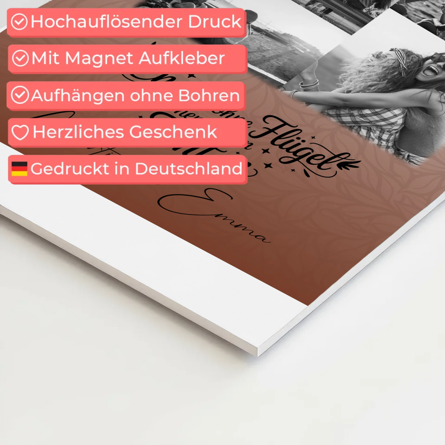 Personalisierte Fotoboard Magnet Poster mit 9 Fotos Bruder ist ein Engel Schwarz-Weiß Geschenk 4