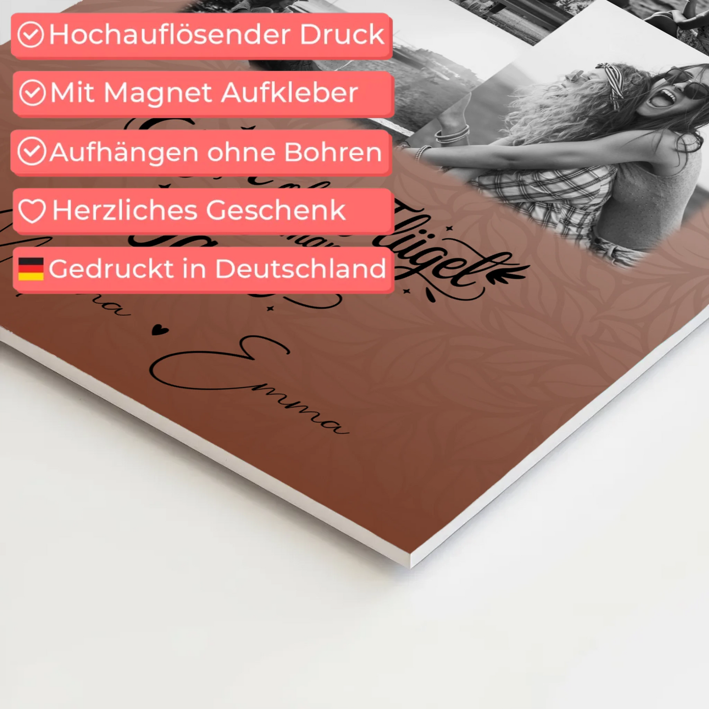 Personalisierte Fotoboard Magnet Poster mit 9 Fotos Bruder ist ein Engel Schwarz-Weiß Geschenk 10