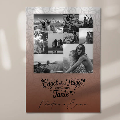 Personalisierte Fotoboard Magnet Poster mit 9 Fotos Bruder ist ein Engel Schwarz-Weiß Geschenk
