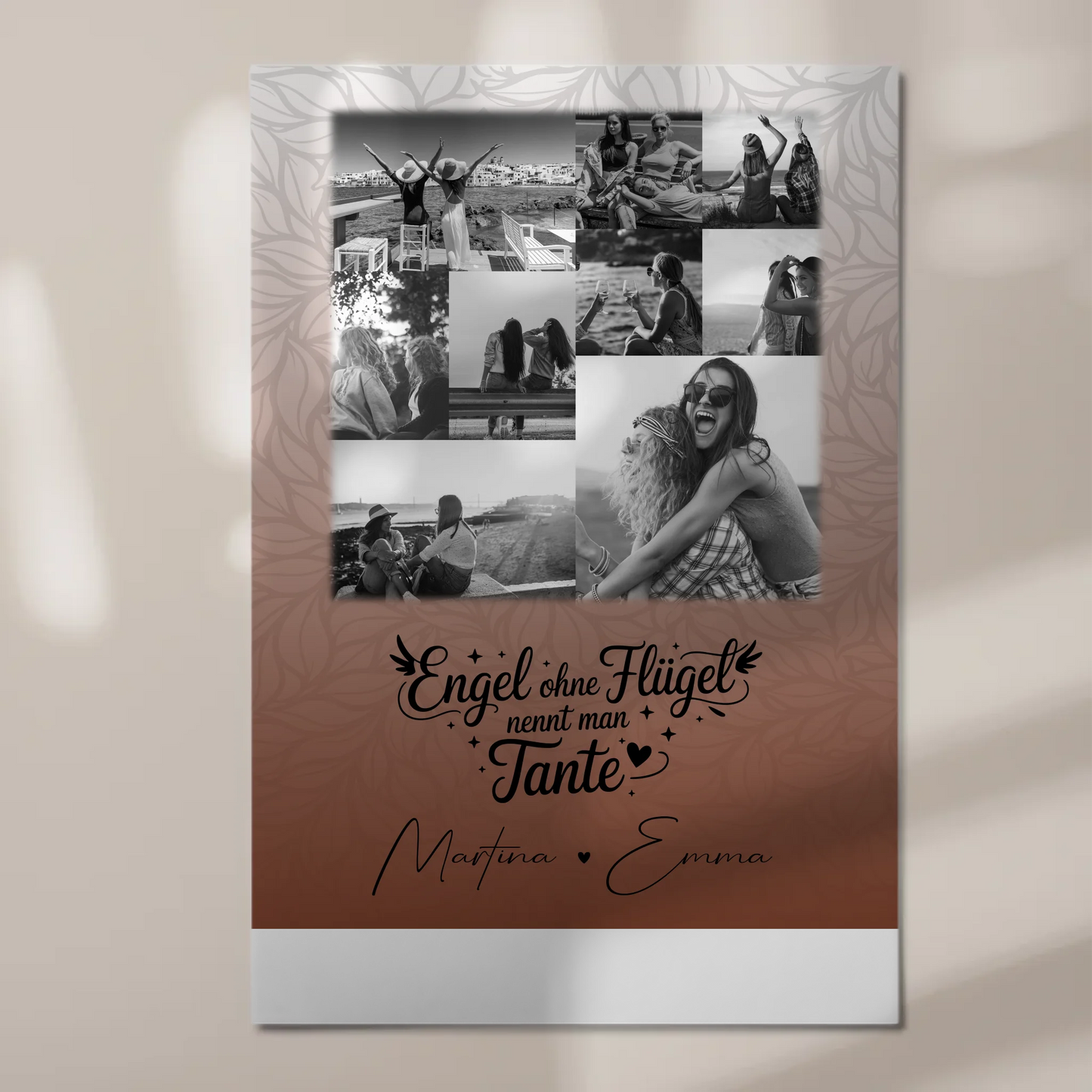 Personalisierte Fotoboard Magnet Poster mit 9 Fotos Bruder ist ein Engel Schwarz-Weiß Geschenk