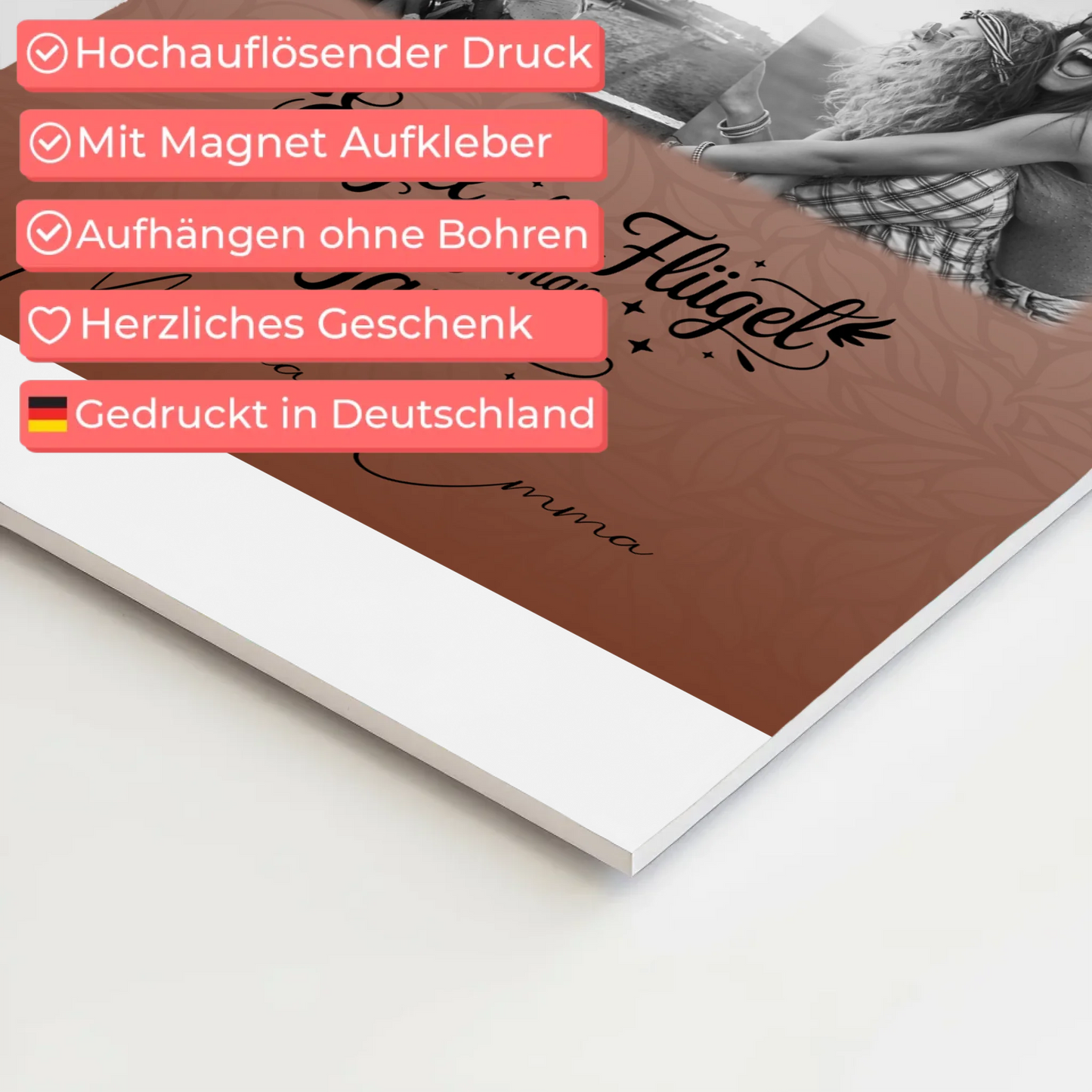 Personalisierte Fotoboard Magnet Poster mit 9 Fotos Bruder ist ein Engel Schwarz-Weiß Geschenk