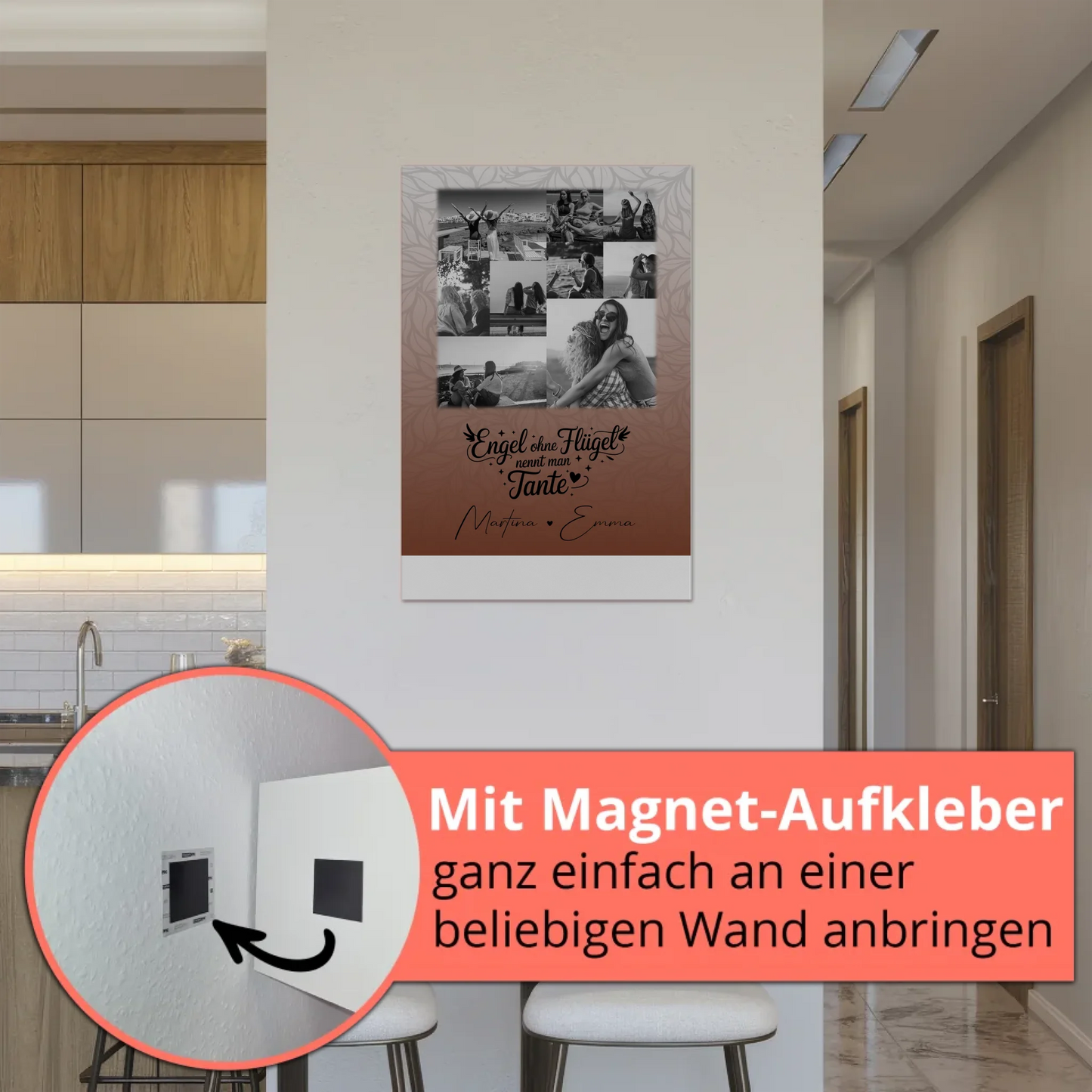 Personalisierte Fotoboard Magnet Poster mit 9 Fotos Bruder ist ein Engel Schwarz-Weiß Geschenk