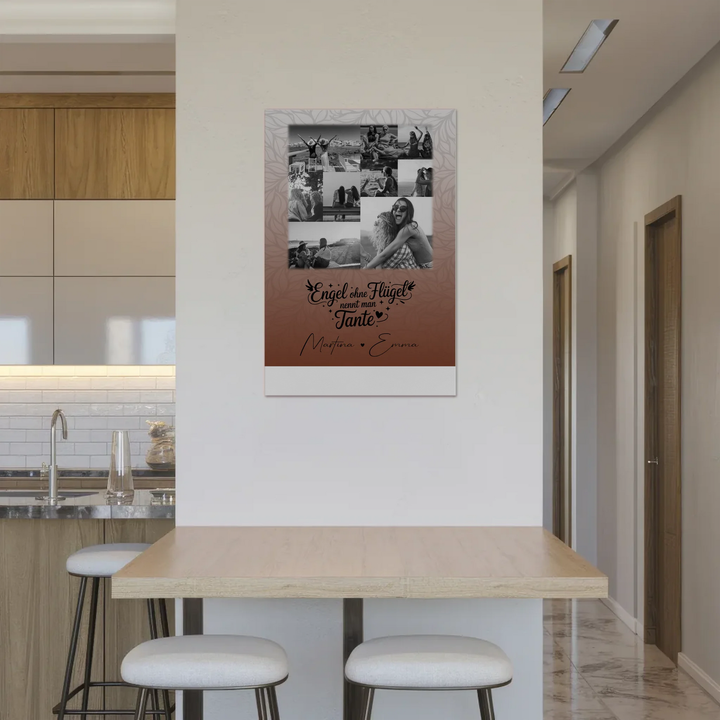 Personalisierte Fotoboard Magnet Poster mit 9 Fotos Bruder ist ein Engel Schwarz-Weiß Geschenk