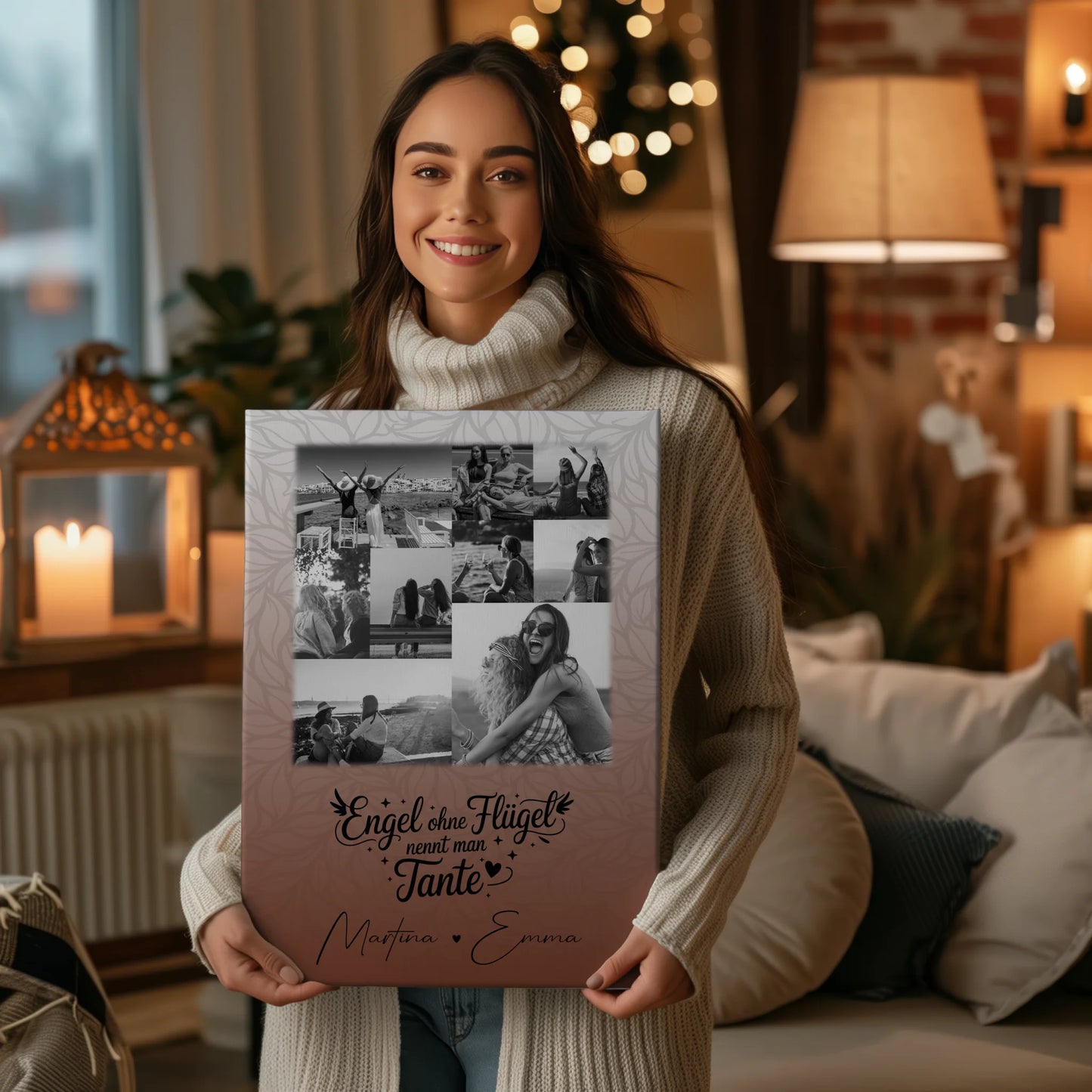 Personalisierte Wandbild Fotocollage 9 Fotos Bruder ist ein Engel Schwarz-Weiß Geschenk 2