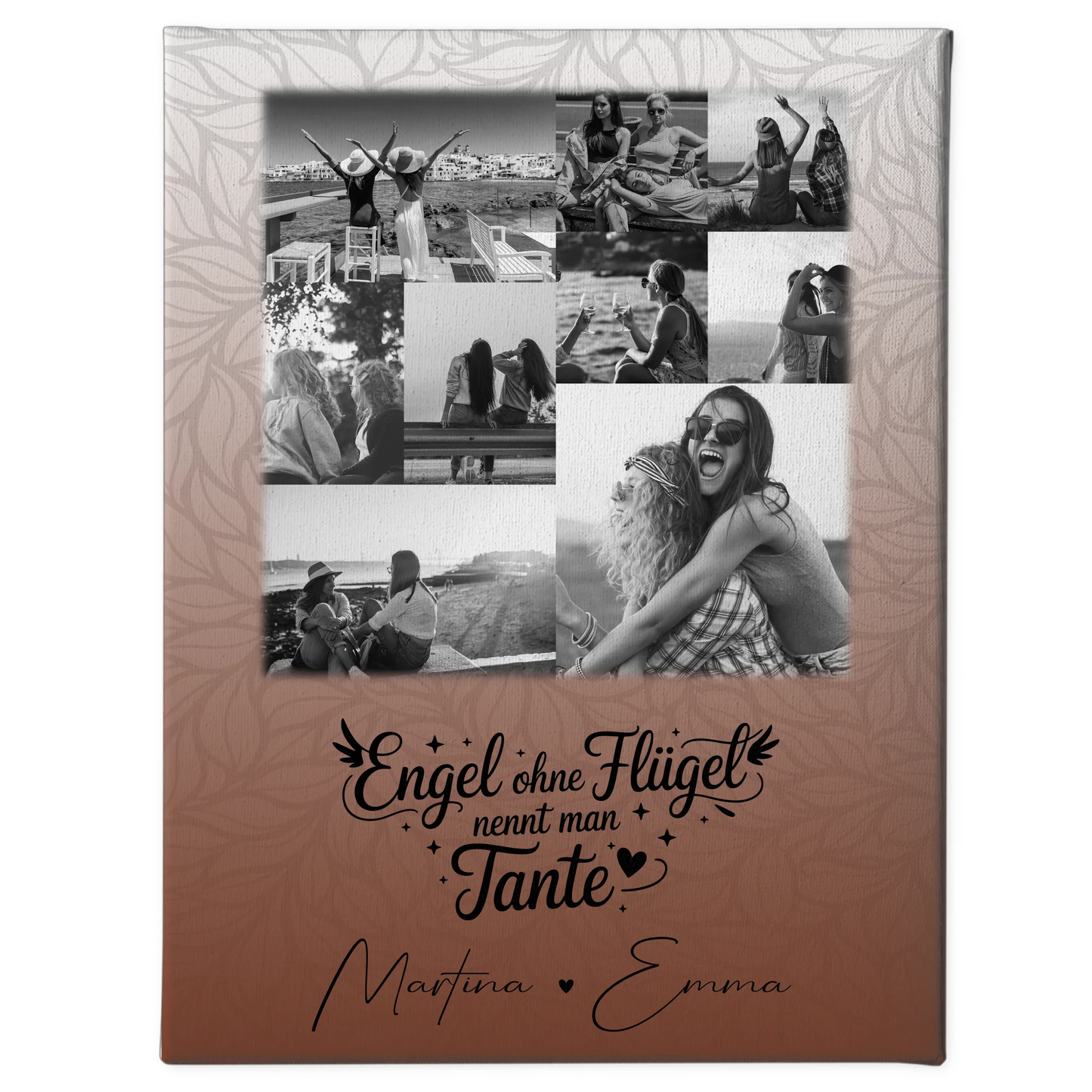 Personalisierte Wandbild Fotocollage 9 Fotos Bruder ist ein Engel Schwarz-Weiß Geschenk 1