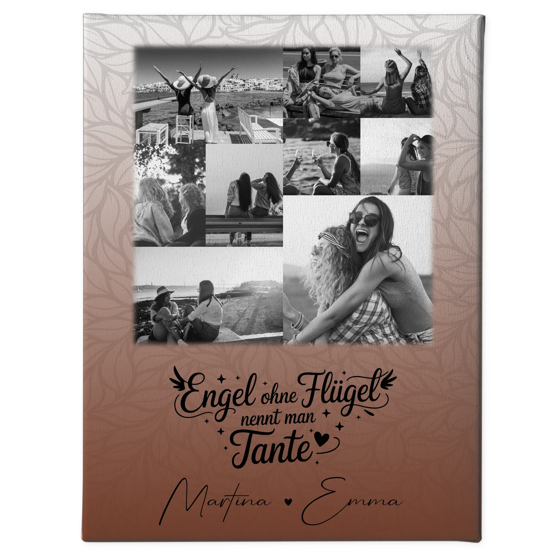 Personalisierte Wandbild Fotocollage 9 Fotos Bruder ist ein Engel Schwarz-Weiß Geschenk 1