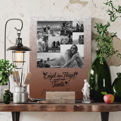 Personalisierte Wandbild Fotocollage 9 Fotos Bruder ist ein Engel Schwarz-Weiß Geschenk 3
