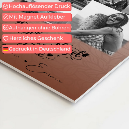 Personalisierte Fotoboard Magnet Poster mit 9 Fotos Bruder ist ein Engel Schwarz-Weiß Geschenk