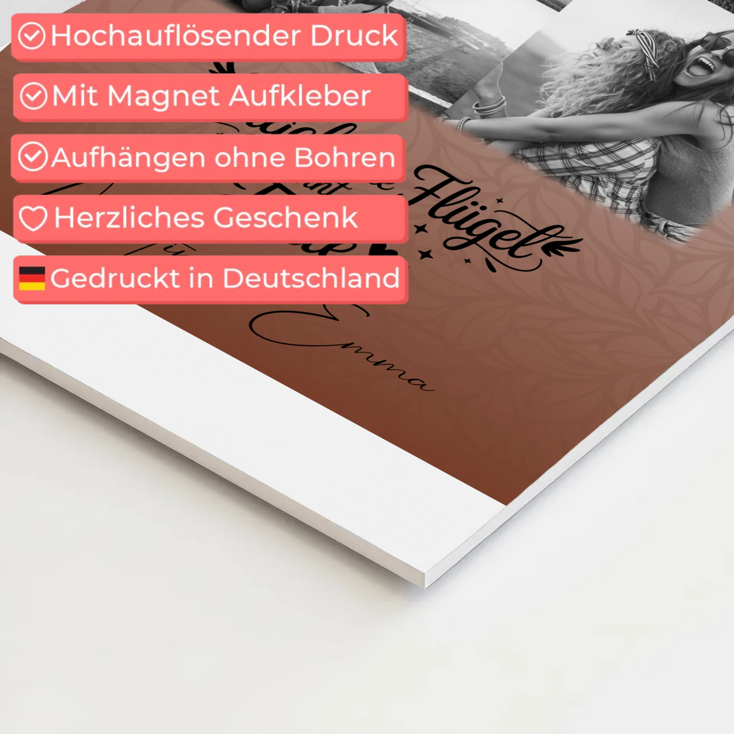 Personalisierte Fotoboard Magnet Poster mit 9 Fotos Bruder ist ein Engel Schwarz-Weiß Geschenk