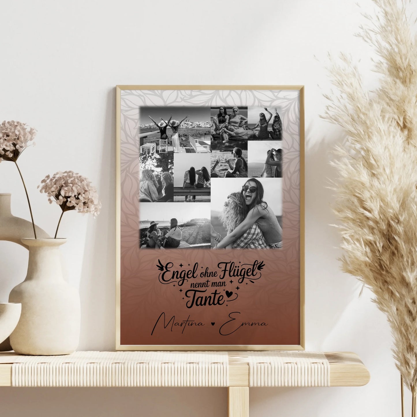 Personalisierte Wandbild Fotocollage mit 9 Fotos Bruder ist ein Engel Schwarz-Weiß Geschenk für Geschwister