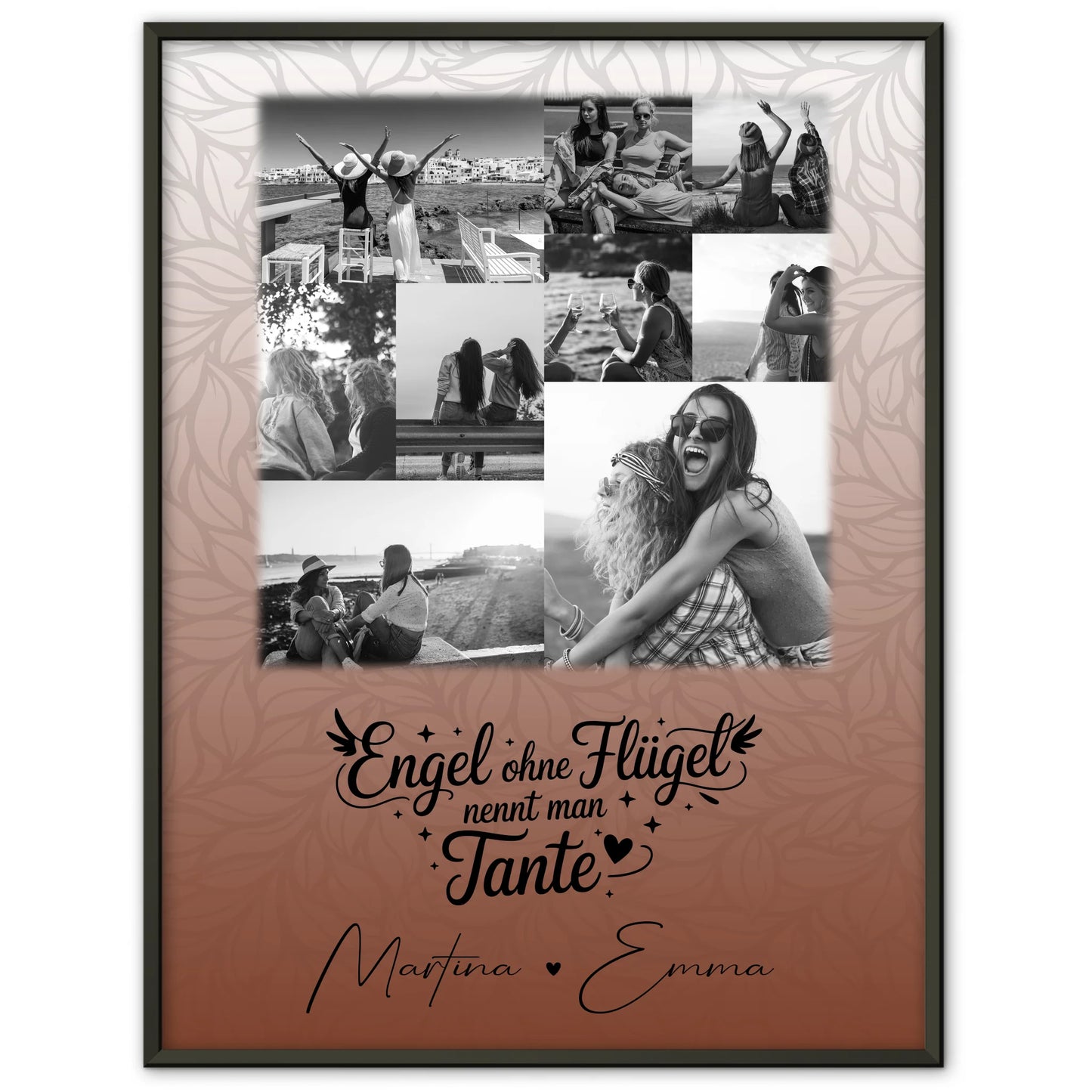 Personalisierte Wandbild Fotocollage mit 9 Fotos Bruder ist ein Engel Schwarz-Weiß Geschenk für Geschwister