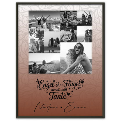 Personalisierte Wandbild Fotocollage mit 9 Fotos Bruder ist ein Engel Schwarz-Weiß Geschenk für Geschwister