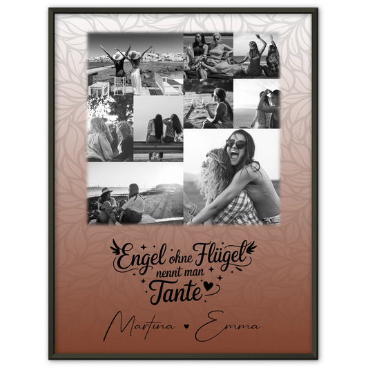 Personalisierte Wandbild Fotocollage mit 9 Fotos Bruder ist ein Engel Schwarz-Weiß Geschenk für Geschwister