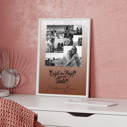 Personalisierte Wandbild Fotocollage mit 9 Fotos Bruder ist ein Engel Schwarz-Weiß Geschenk für Geschwister