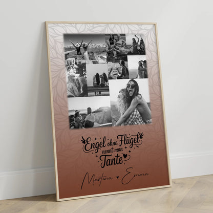 Personalisierte Wandbild Fotocollage mit 9 Fotos Bruder ist ein Engel Schwarz-Weiß Geschenk für Geschwister