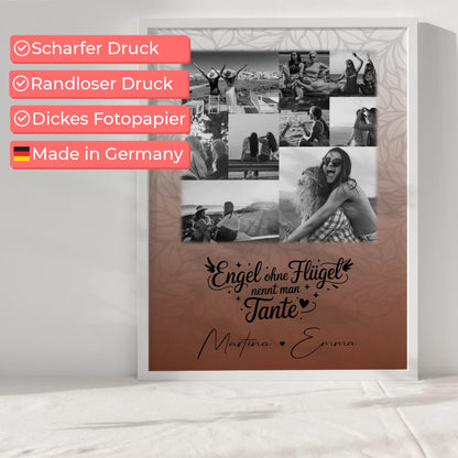 Personalisierte Wandbild Fotocollage mit 9 Fotos Bruder ist ein Engel Schwarz-Weiß Geschenk für Geschwister