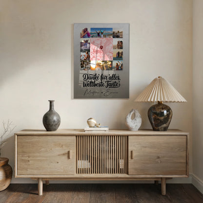 Acrylglas Mit Foto 10 Fotos und Karte in der Mitte Beste Nichte Danke für alles