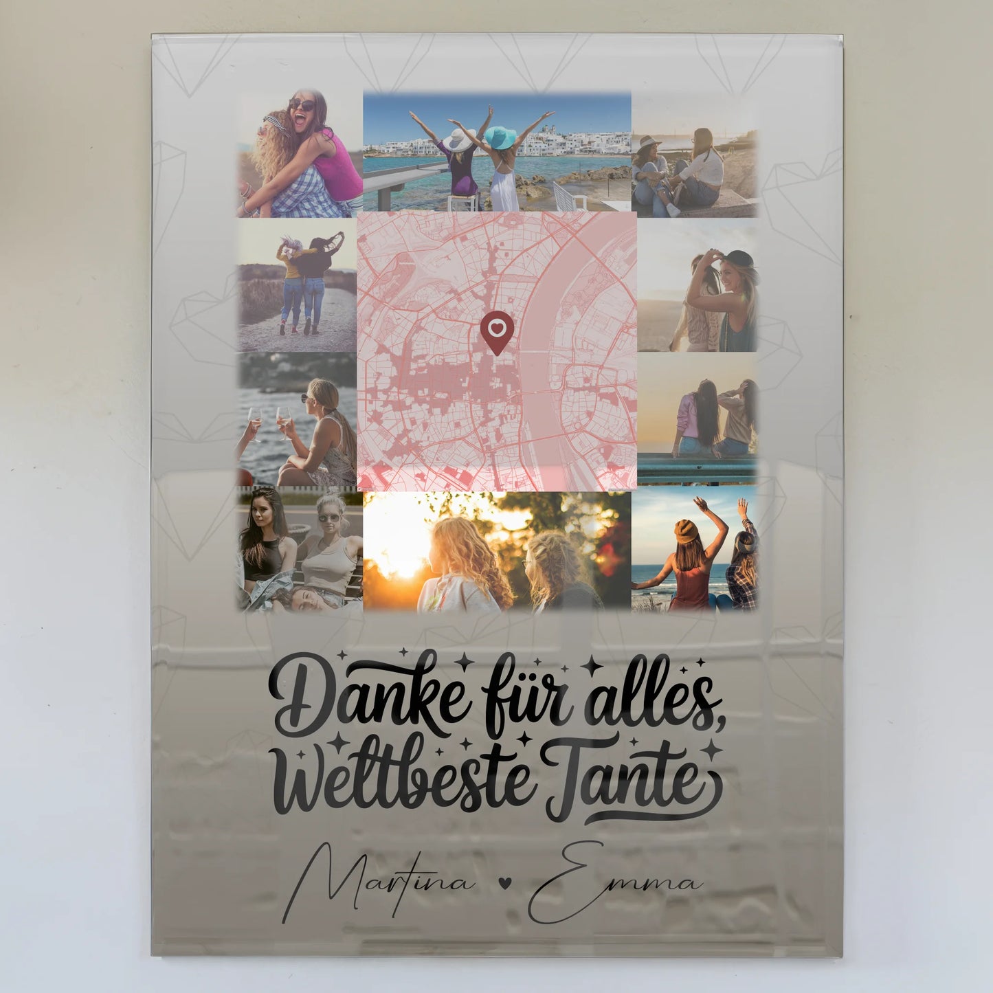 Acrylglas Mit Foto 10 Fotos und Karte in der Mitte Beste Nichte Danke für alles