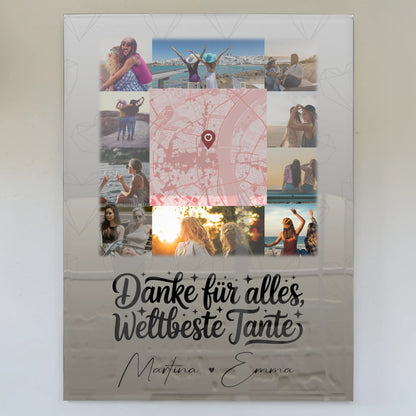 Acrylglas Mit Foto 10 Fotos und Karte in der Mitte Beste Nichte Danke für alles