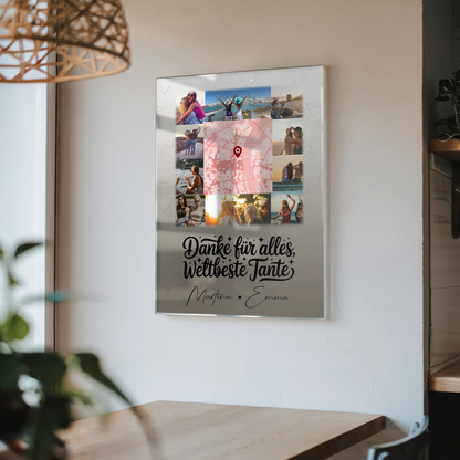 Acrylglas Mit Foto 10 Fotos und Karte in der Mitte Beste Nichte Danke für alles