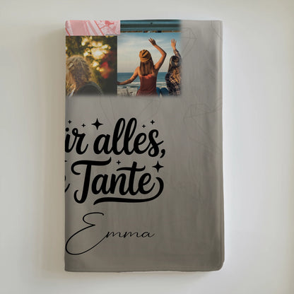 Personalisierte Namensdecke mit 10 Fotos und Karte in der Mitte für die beste Nichte danke für alles 6