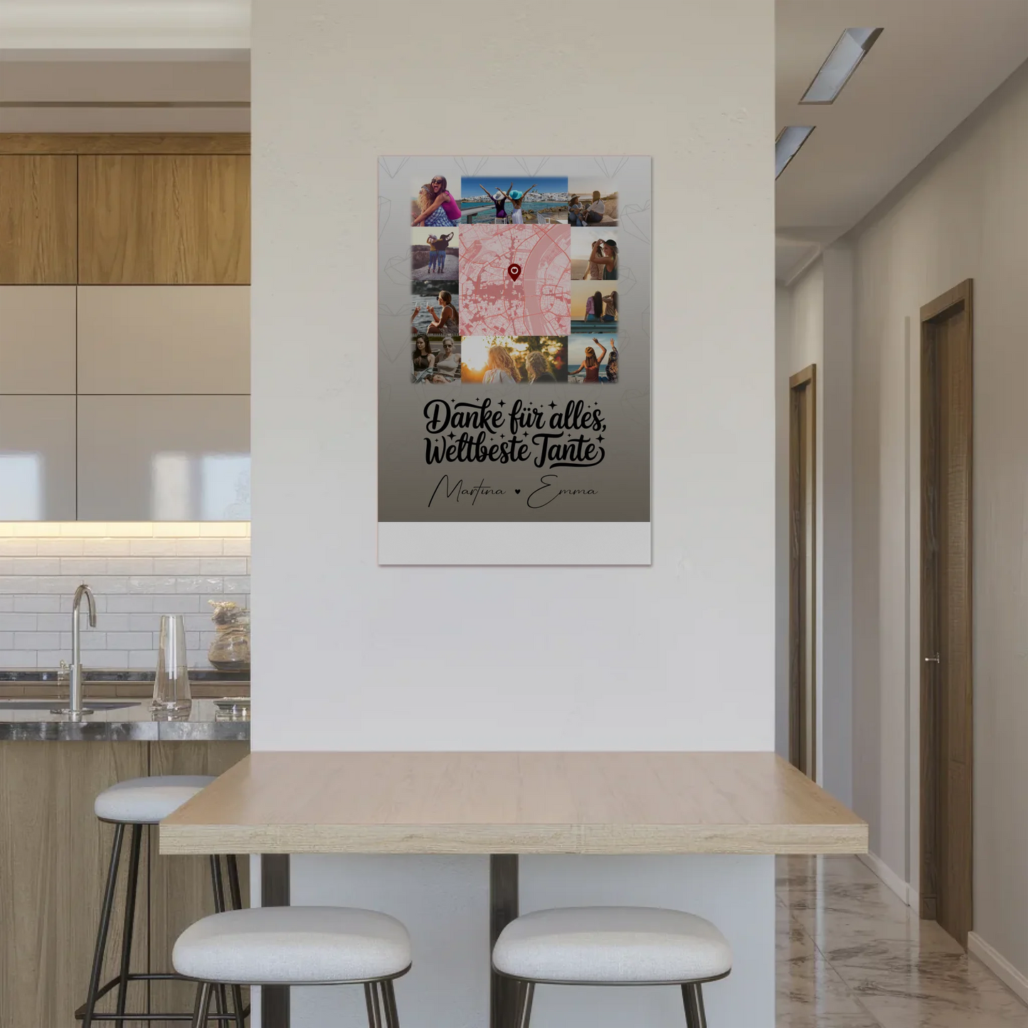 Magnetposter Fotoboard mit 10 Fotos und Karte in der Mitte für die beste Nichte danke für alles 2