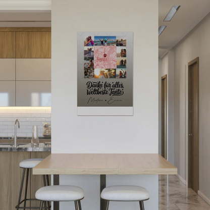 Magnetposter Fotoboard mit 10 Fotos und Karte in der Mitte für die beste Nichte danke für alles 2