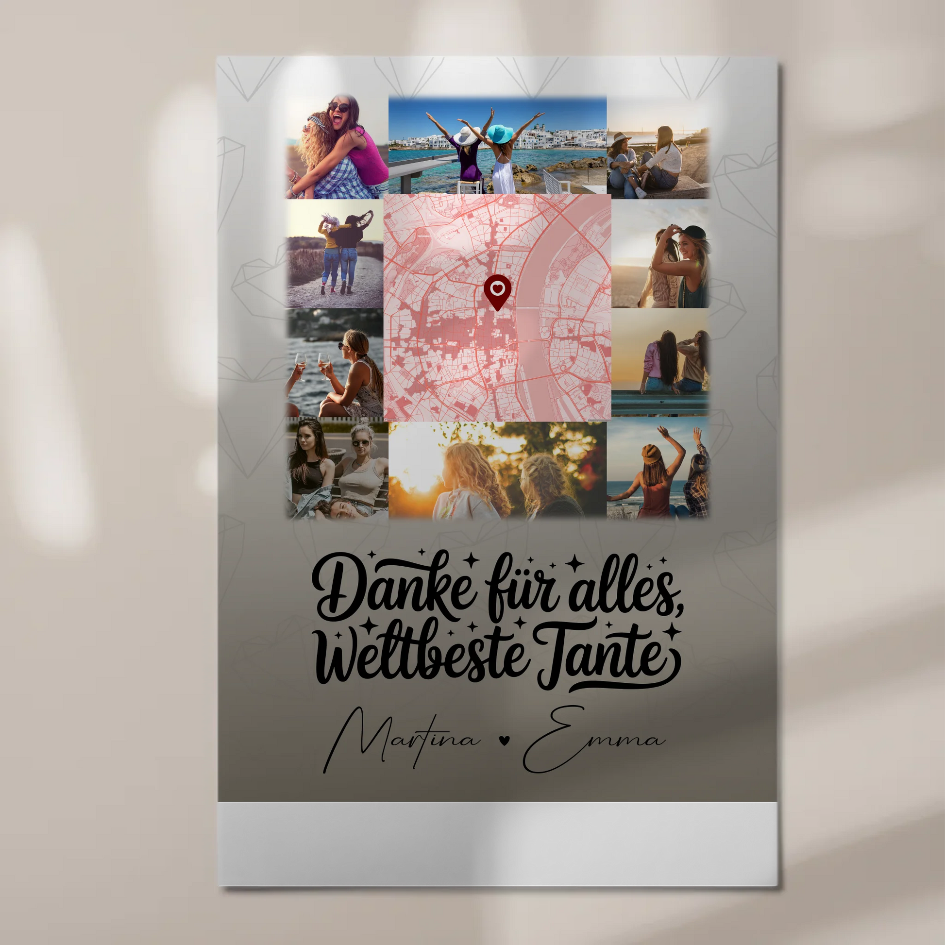 Magnetposter Fotoboard mit 10 Fotos und Karte in der Mitte für die beste Nichte danke für alles 1