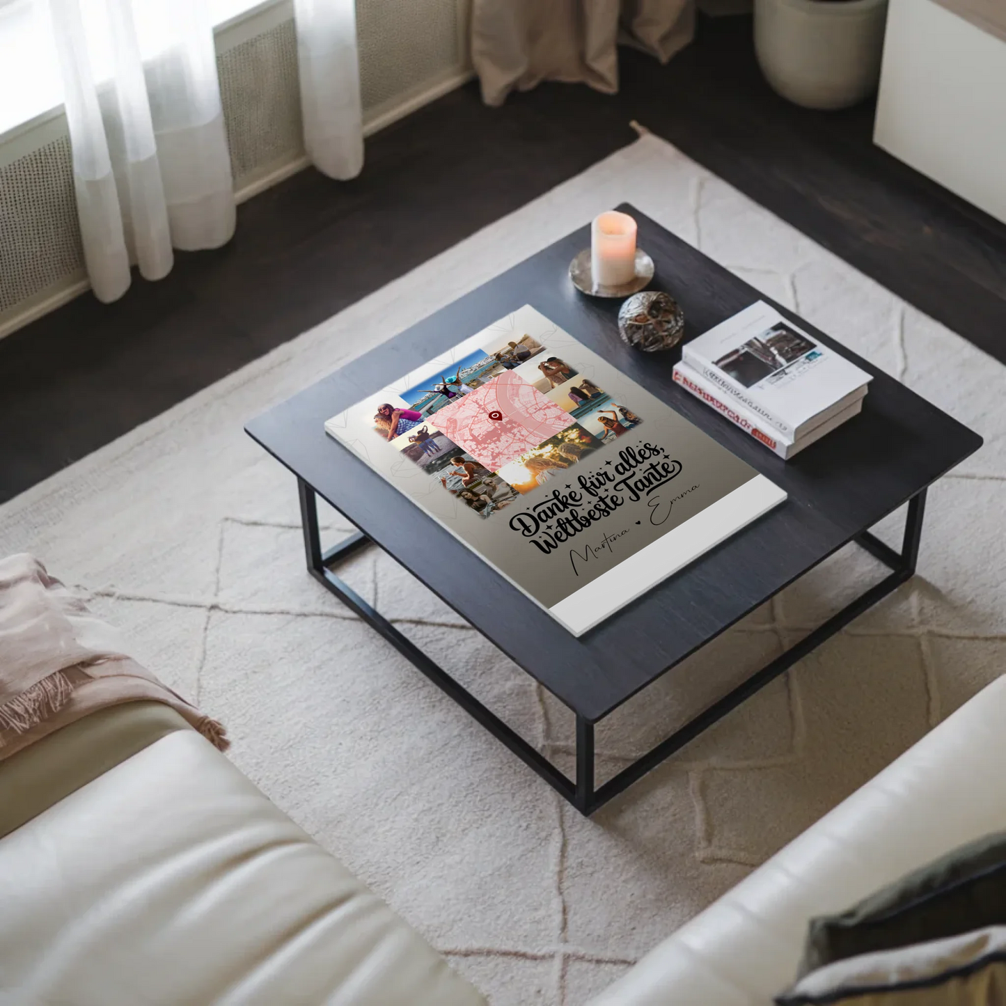 Magnetposter Fotoboard mit 10 Fotos und Karte in der Mitte für die beste Nichte danke für alles