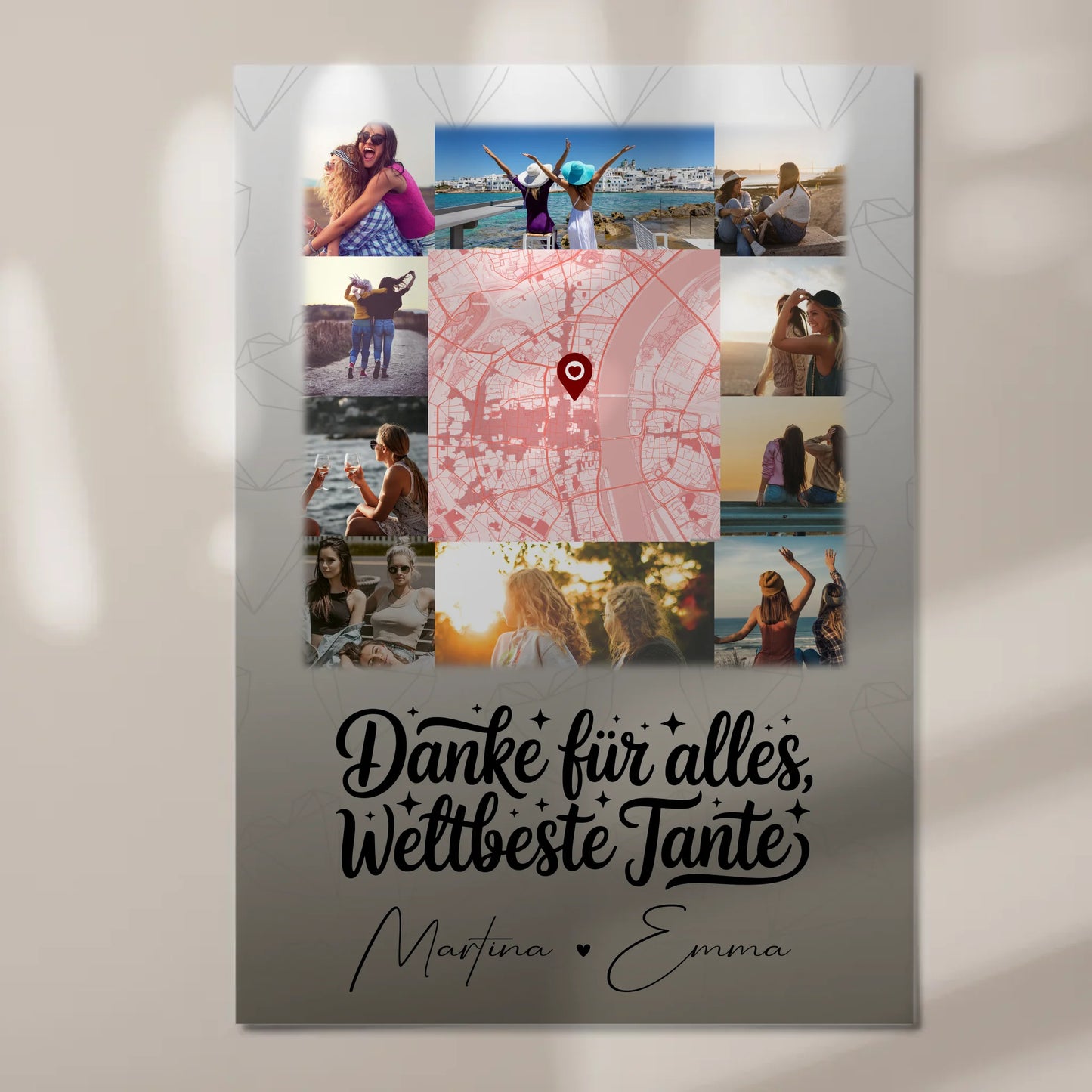 Magnetposter Fotoboard mit 10 Fotos und Karte in der Mitte für die beste Nichte danke für alles 7