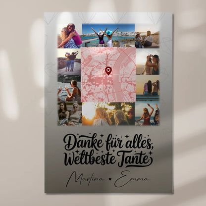 Magnetposter Fotoboard mit 10 Fotos und Karte in der Mitte für die beste Nichte danke für alles 7