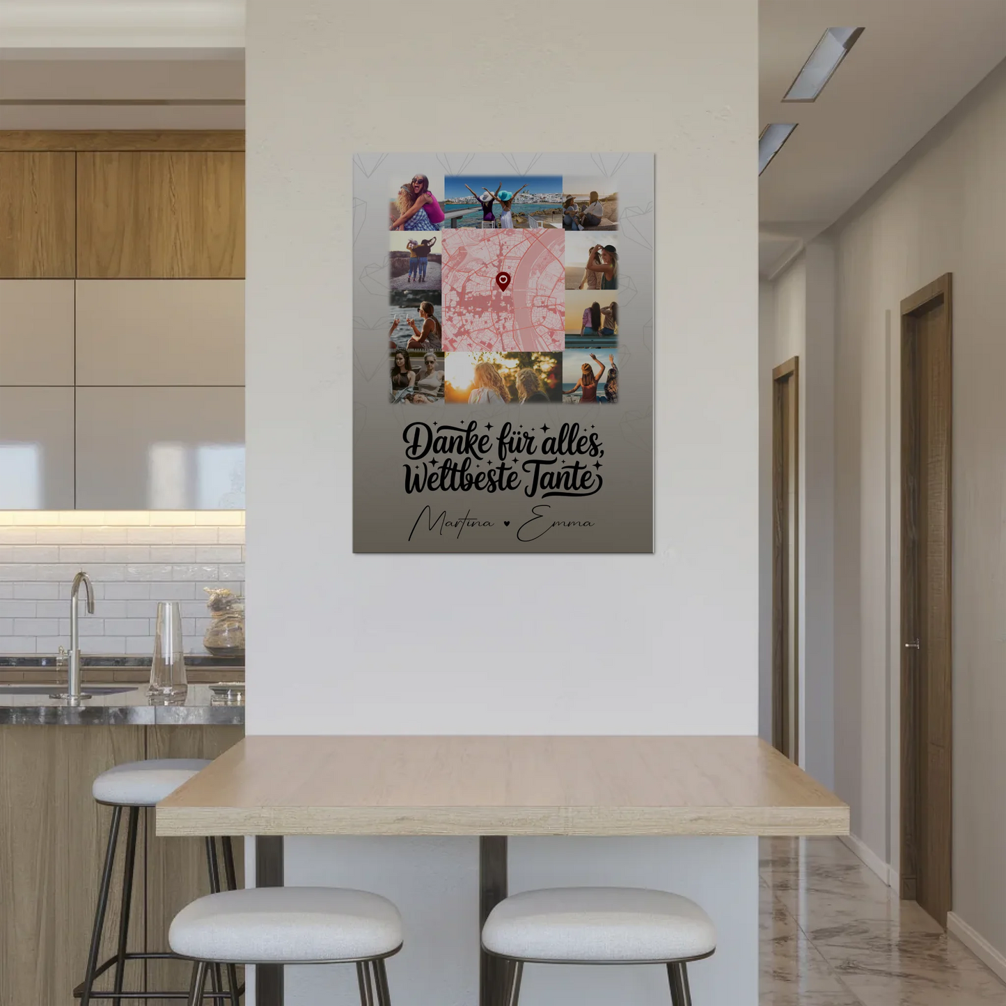 Magnetposter Fotoboard mit 10 Fotos und Karte in der Mitte für die beste Nichte danke für alles