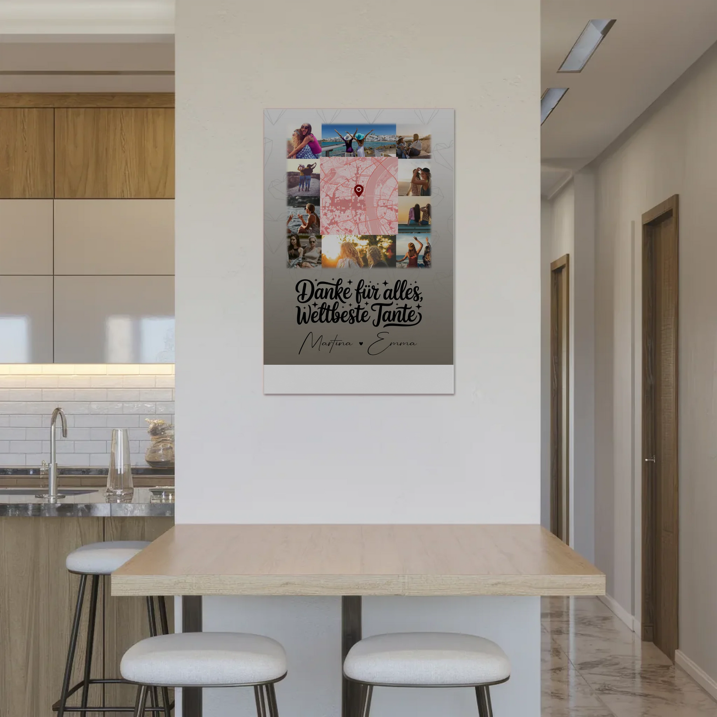 Magnetposter Fotoboard mit 10 Fotos und Karte in der Mitte für die beste Nichte danke für alles